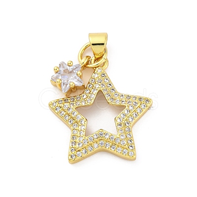 Brass Micro Pave Cubic Zirconia Pendants KK-U066-17G-1