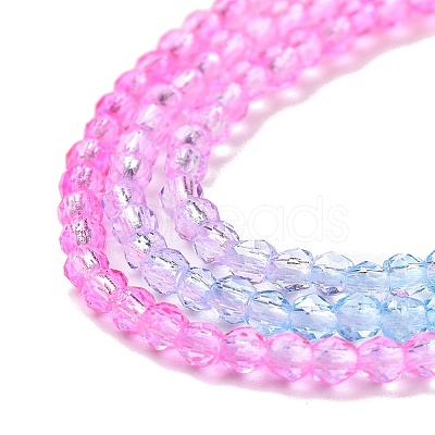 Transparent Gradient Color Glass Beads Strands GLAA-G101-2mm-07-1