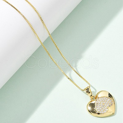 Brass Micro Pave Clear Cubic Zirconia Pendant Necklaces for Women LS-NJEW-M084-02G-03-1
