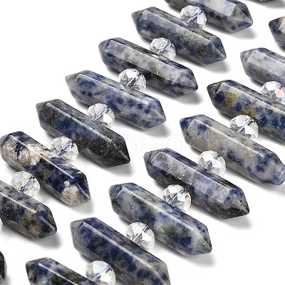 Natural Blue Spot Jasper Double Terminated Point Beads Strands G-H069-B10-01-1