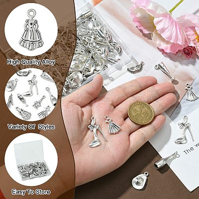 100Pcs 10 Styles Tibetan Style Alloy Pendant FIND-CJ0001-74-1
