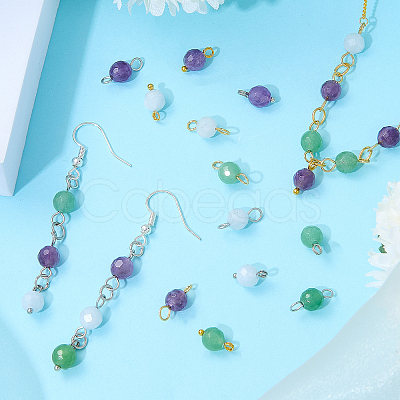 16Pcs 4 Colors Natural Amethyst Pendant and Connector Charms Sets PALLOY-SW00081-1