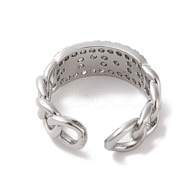 Brass Micro Pave Cubic Zirconia Open Cuff Rings RJEW-K263-13P-1