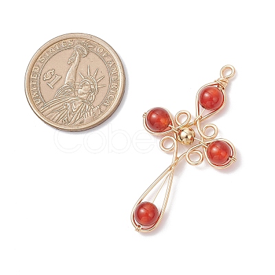 4Pcs 4 Styles Natural Carnelian(Dyed & Heated) Pendants PALLOY-TA00326-02-1