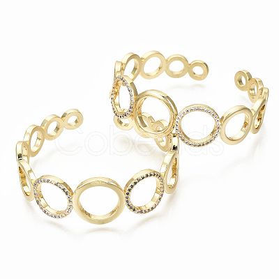 Brass Micro Pave Clear Cubic Zirconia Cuff Bangles BJEW-S142-016-NF-1