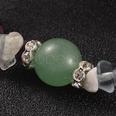 Chips Natural Fluorite Beaded Stretch Bracelets BJEW-JB02131-03-1