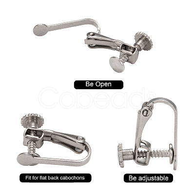 Tarnish Resistant 304 Stainless Steel Clip-on Earring Settings X-STAS-Q227-01-1