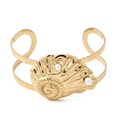 Stylish 304 Stainless Steel Cuff Bangles BJEW-K302-01D-G-1