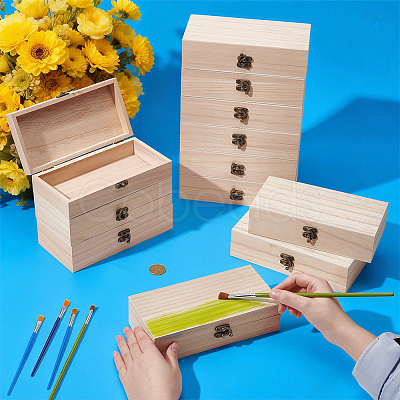 Wooden Packing Boxes with Hinged Lid and Clasps CON-WH0100-37-1
