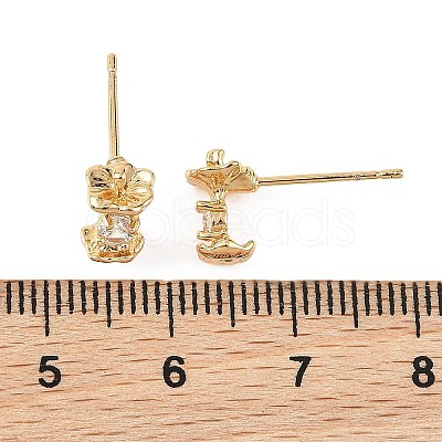 SHEGRACE Apple Brass Micro Pave Clear Cubic Zirconia Stud Earrings XGRQ4N428-715G-1