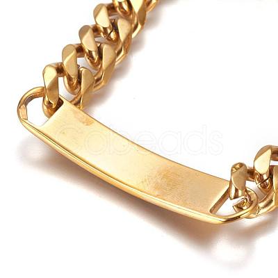 304 Stainless Steel Cuban Link Chain Bracelets BJEW-L661-02G-1
