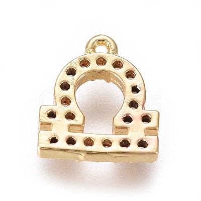 Golden Plated Brass Micro Pave Cubic Zirconia Charms ZIRC-L075-51G-1