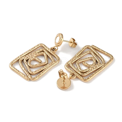 Rectangle 304 Stainless Steel Shell Stud Earrings EJEW-L283-037G-1