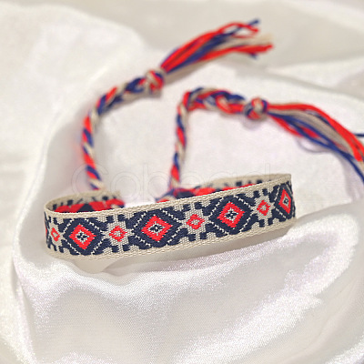 Ethnic Adjustable Braided Polyester Cord Bracelets for Women WG4F23B-02-1