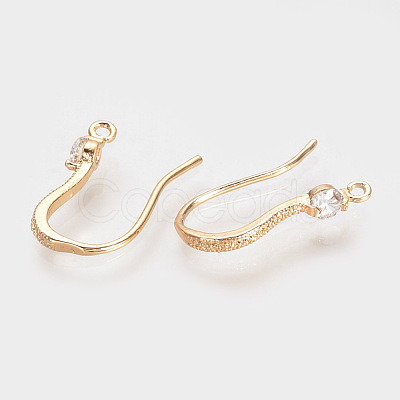 Brass Cubic Zirconia Earring Hooks KK-S336-43G-1