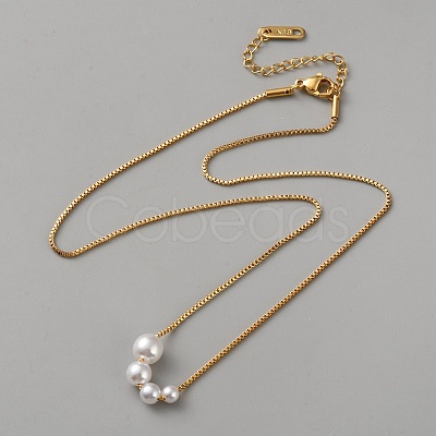 Plastic Round Graduated Beaded Stainless Steel Box Chain Necklaces NJEW-WH0020-73-1