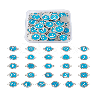 26 Letters Alloy Enamel Links Connectors ENAM-TA0002-19B-1