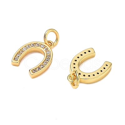 CZ Brass Micro Pave Cubic Zirconia Horse Shoe Charms ZIRC-L018-13G-1
