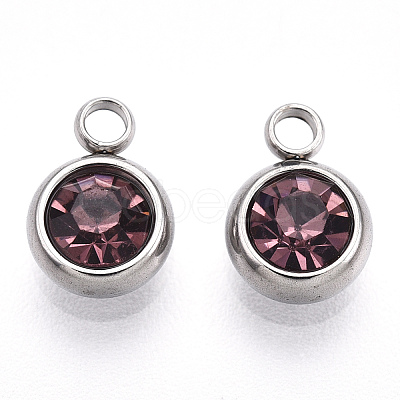 201 Stainless Steel Rhinestone Charms STAS-S068-06-1