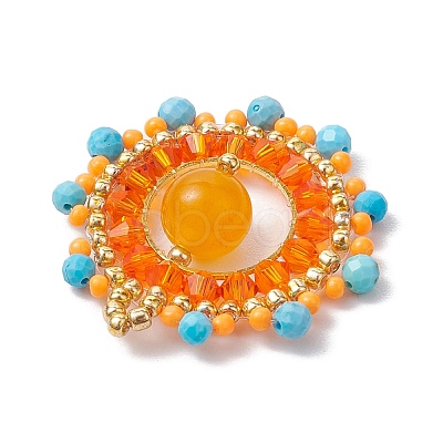 Dyed Natural Magnesite & Malaysia Jade & Glass Seed Beaded Woven Pendants PALLOY-MZ00366-01-1