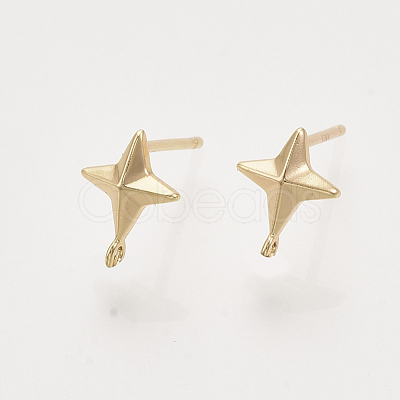 Brass Stud Earring Findings KK-T048-015G-NF-1