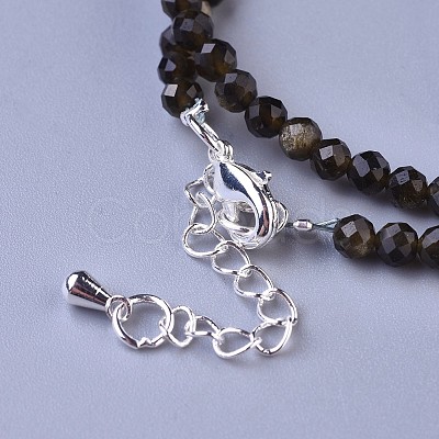 Natural Golden Sheen Obsidian Beaded Necklaces NJEW-K114-B-A19-1