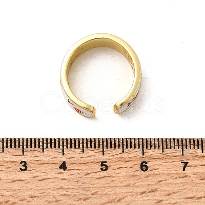 Brass Enamel Cuff Rings RJEW-P166-05G-01-1