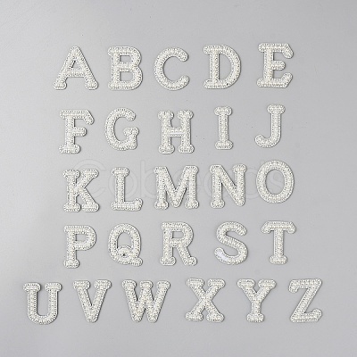 26Pcs Plastic Imitation Pearl and Polyester Cloth Iron on/Sew on Patches DIY-WH0740-36-1