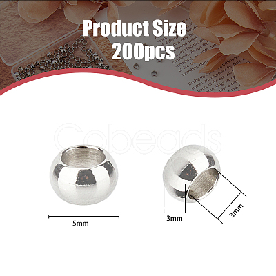 DICOSMETIC 200Pcs 304 Stainless Steel Rondelle Spacer Beads STAS-DC0015-07-1