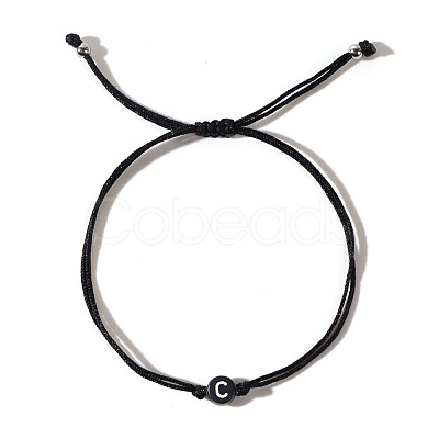 Acrylic Letter C Adjustable Braided Cord Bracelets for Men GX4208-3-1