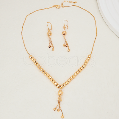 Elegant Vintage Brass Tassel Dangle Earrings & Pendant Necklace Sets for Women MN4192-1