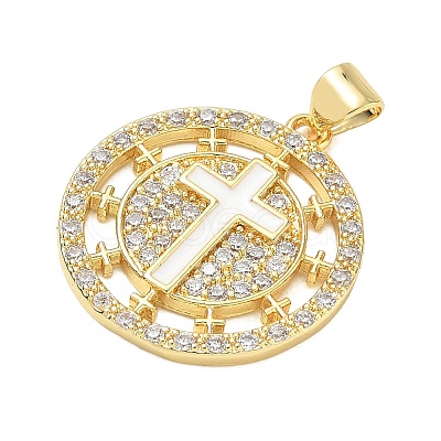 Religion Cross Brass Micro Pave Clear Cubic Zirconia Pendants CU-CBA83A6-03A-G02-1