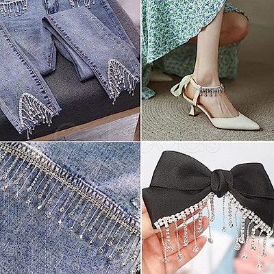 2 Yards Polyester with Plastic Beads Tassel Ribbons OCOR-DR0001-01-1