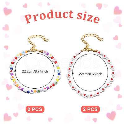 4Pcs 2 Styles Acrylic Beads Bracelets for Women BJEW-HY0001-13-1