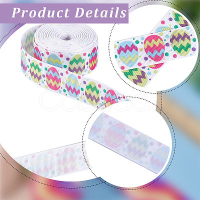 Easter Printed Polyester Grosgrain Ribbon OCOR-WH0077-79B-1