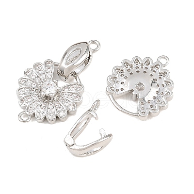 SHEGRACE Brass Micro Pave Clear Cubic Zirconia Fold Over Clasps XGRQ5K726-841P-1