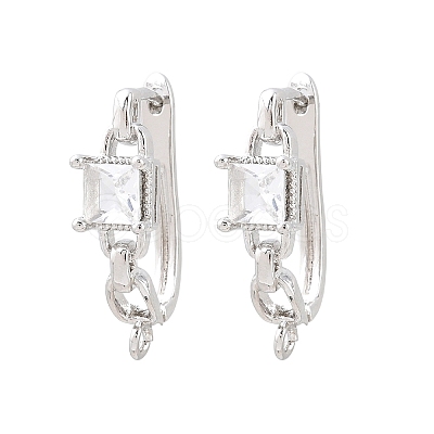 Brass Micro Pave Cubic Zirconia Hoop Earring Findings CU-CBAB5B4-07P-1