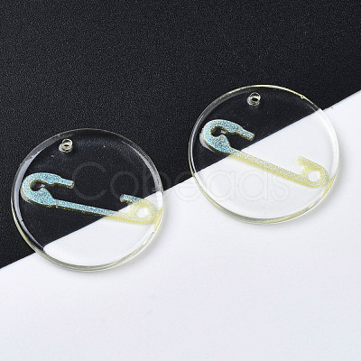 Transparent Resin Pendants RESI-N030-005C-1