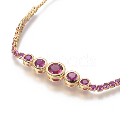 Adjustable Brass Micro Pave Cubic Zirconia Bolo Bracelets BJEW-F404-01B-G-1