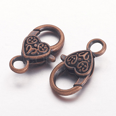 Tibetan Style Heart Lobster Claw Clasps K08Y0061-1