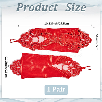 Polyester Long Paillette Embroidery Lace Gloves AJEW-WH20006-119C-1