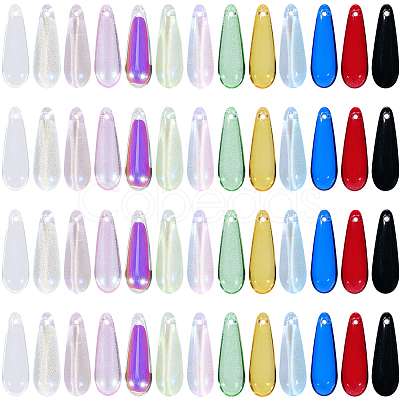 130Pcs 13 Colors Baking Paint Transparent Glass Pendants FIND-SC0023-46A-1