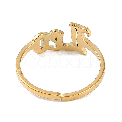 Ion Plating(IP) 304 Stainless Steel Constellation Open Cuff Ring for Women RJEW-C097-01G-02-1