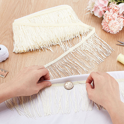 Polyester Tassel Lace Edge Trim Ribbon OCOR-WH0101-118C-1