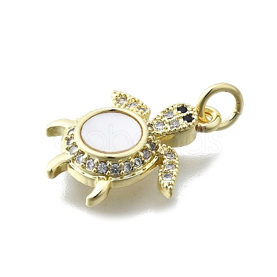 Brass Micro Pave Clear Cubic Zirconia Pendants KK-V010-07G-02-1