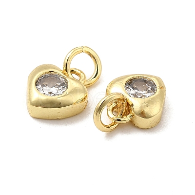 Brass Micro Pave Clear Cubic Zirconia Charms KK-E068-VB236-1