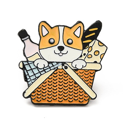 Puppy Dog in Basket Enamel Pin JEWB-I019-17EB-1