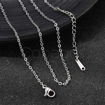 12Pcs 1.8MM 304 Stainless Steel Textured Cable Chain Necklaces for Men Women NJEW-H093-18P-05-1
