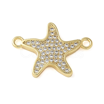 Brass Micro Pave Clear Cubic Zirconia Connector Charms KK-C086-14G-01-1