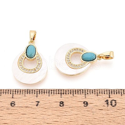 Synthetic Turquoise with White Shell Pendants KK-N287-11G-01-1